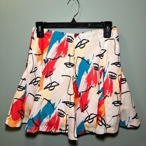 colorful abstract print women's skirt
